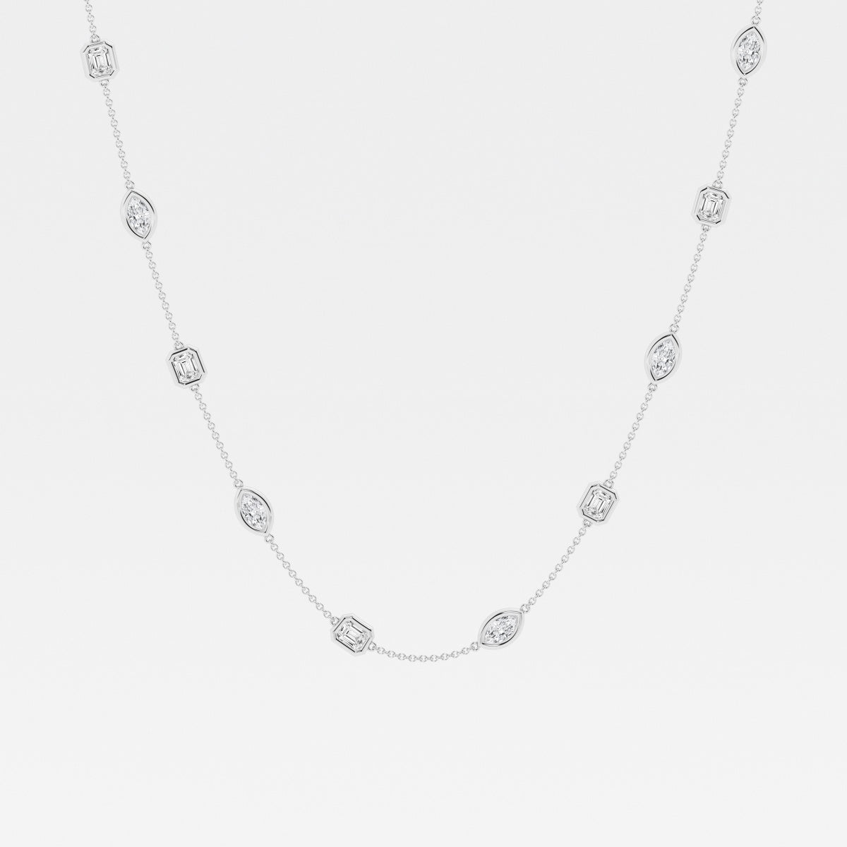 2.80 TCW Marquise & Emerald Moissanite Diamond Bezel Style Necklace