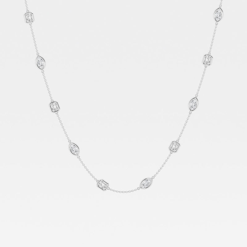 2.80 TCW Marquise & Emerald Moissanite Diamond Bezel Style Necklace
