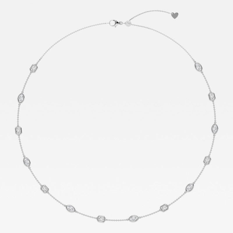 2.80 TCW Marquise & Emerald Moissanite Diamond Bezel Style Necklace