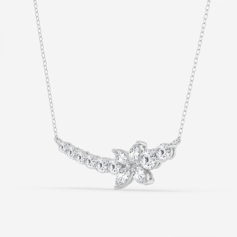 1.66 TCW Marquise & Round Moissanite Diamond Curved Butterfly Necklace