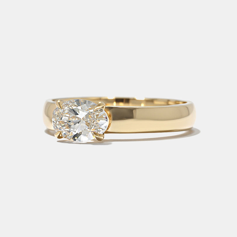 0.75CT-1.25CT East West Oval Cut Diamond Thick Solitaire Engagement Ring