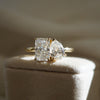 3.20 TCW Radiant & Pear CVD Diamond Two Stone Engagement Ring