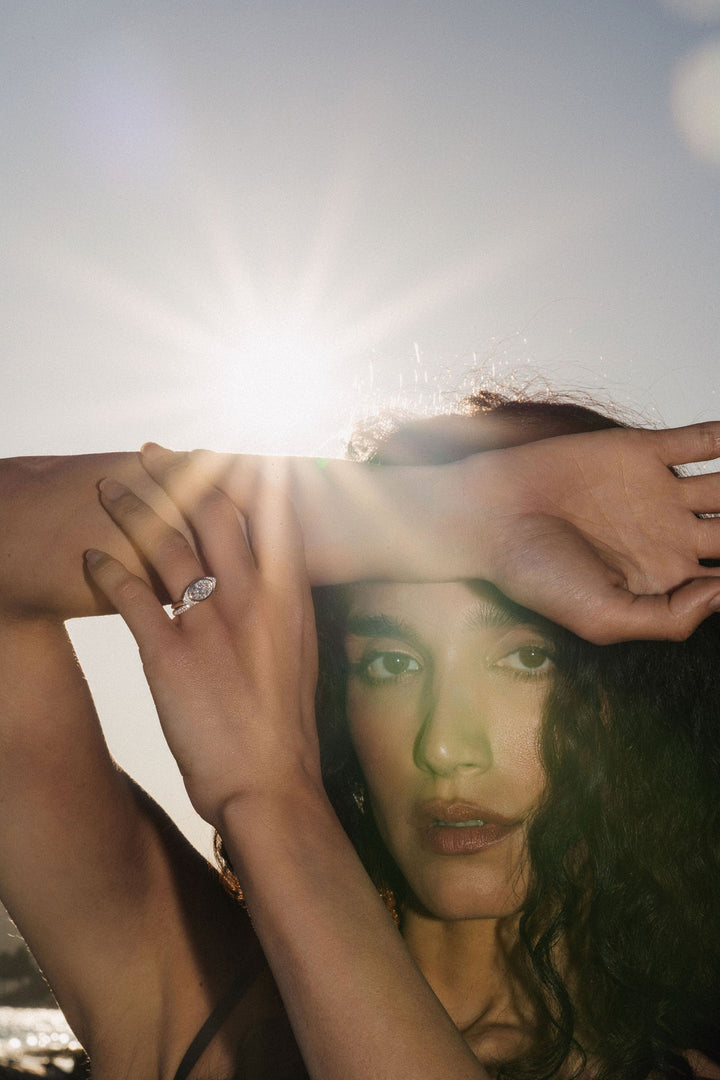 1.50CT-2.50CT Bezel Oval Cut Diamond Unique Halo Engagement Ring