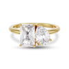 3.20 TCW Radiant & Pear CVD Diamond Two Stone Engagement Ring