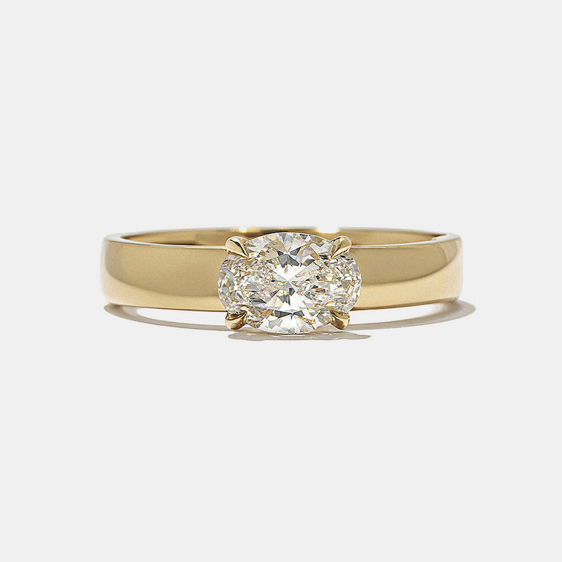 0.75CT-1.25CT East West Oval Cut Diamond Thick Solitaire Engagement Ring