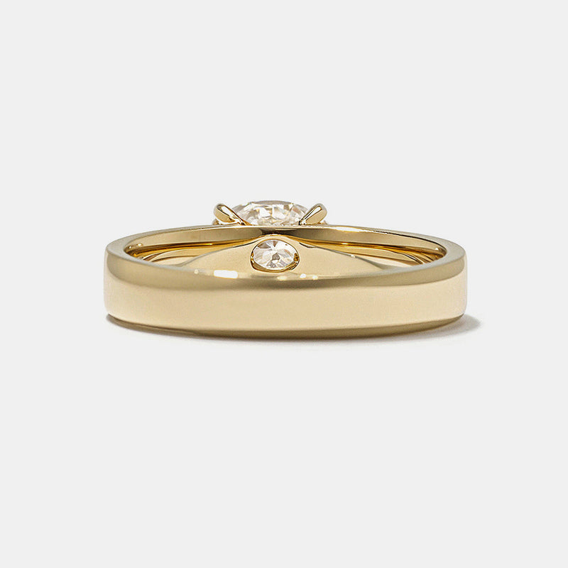 0.75CT-1.25CT East West Oval Cut Diamond Thick Solitaire Engagement Ring