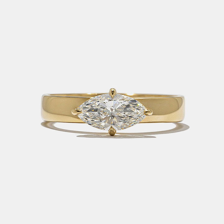 0.75CT-1.25CT East West Marquise Cut Moissanite Diamond Thick Engagement Ring