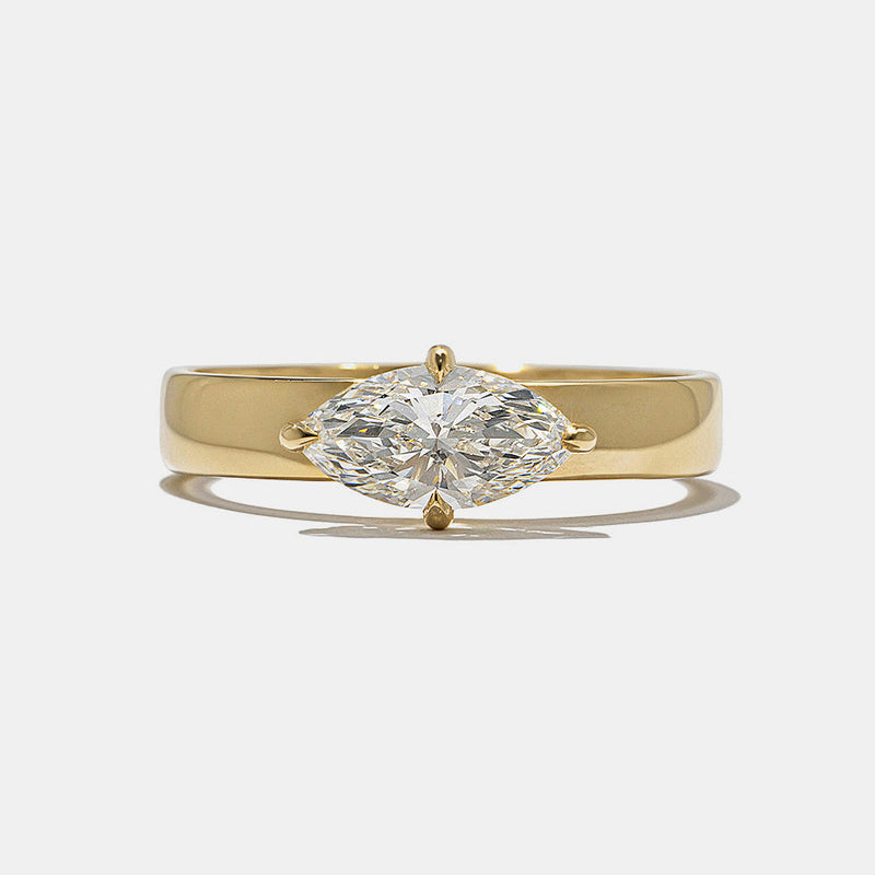 0.75CT-1.25CT East West Marquise Cut Moissanite Diamond Thick Engagement Ring