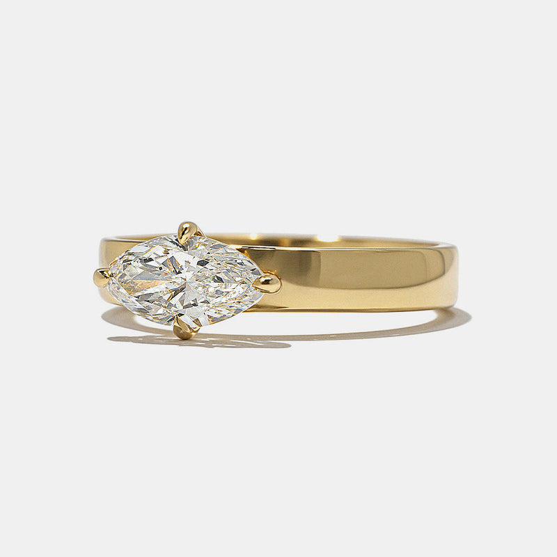 0.75CT-1.25CT East West Marquise Cut Moissanite Diamond Thick Engagement Ring
