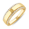 3.5mm Two Row Moissanite Wedding Band In Yellow Gold