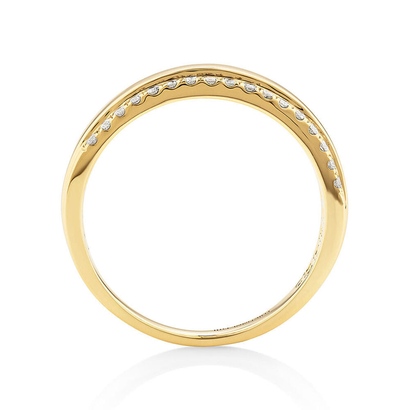 3.5mm Two Row Moissanite Wedding Band In Yellow Gold