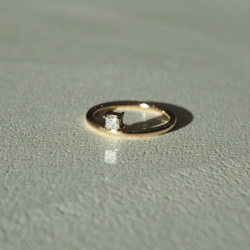 0.20 Carats Princess Cut CVD Diamond Solitaire Engagement Ring