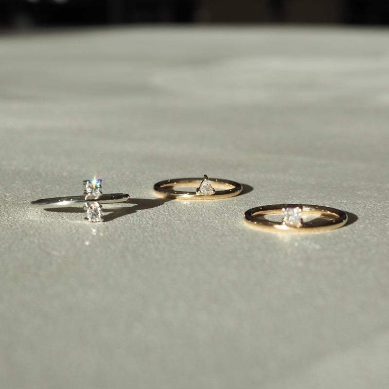 0.15 Carats trillion Shaped CVD Diamond Solitaire Setting Engagement Ring