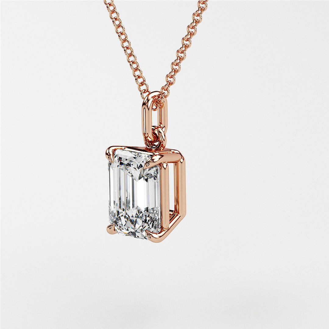 0.7 ctw Solitaire Emerald Diamond Necklace for Women