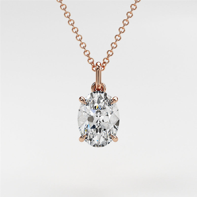 0.7 ctw Solitaire Oval Diamond Necklace for Women