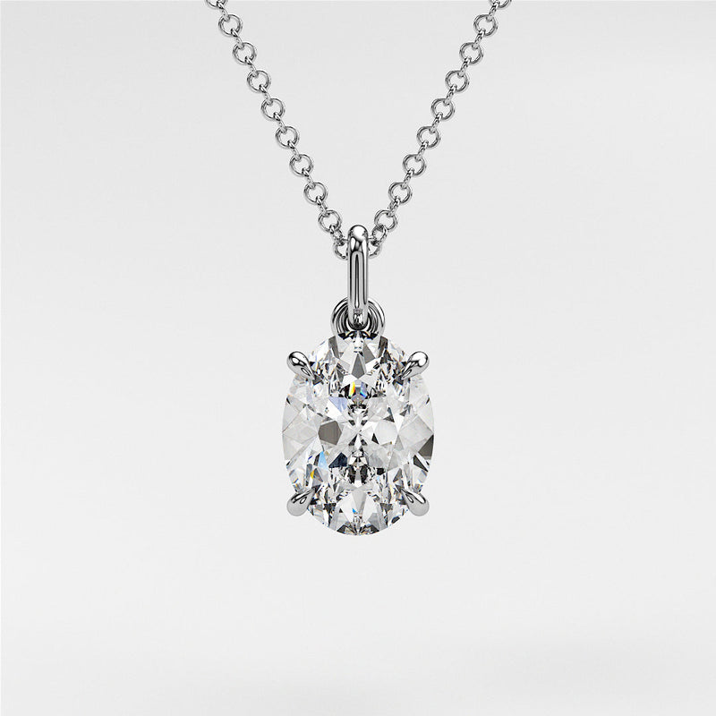 0.7 ctw Solitaire Oval Diamond Necklace for Women