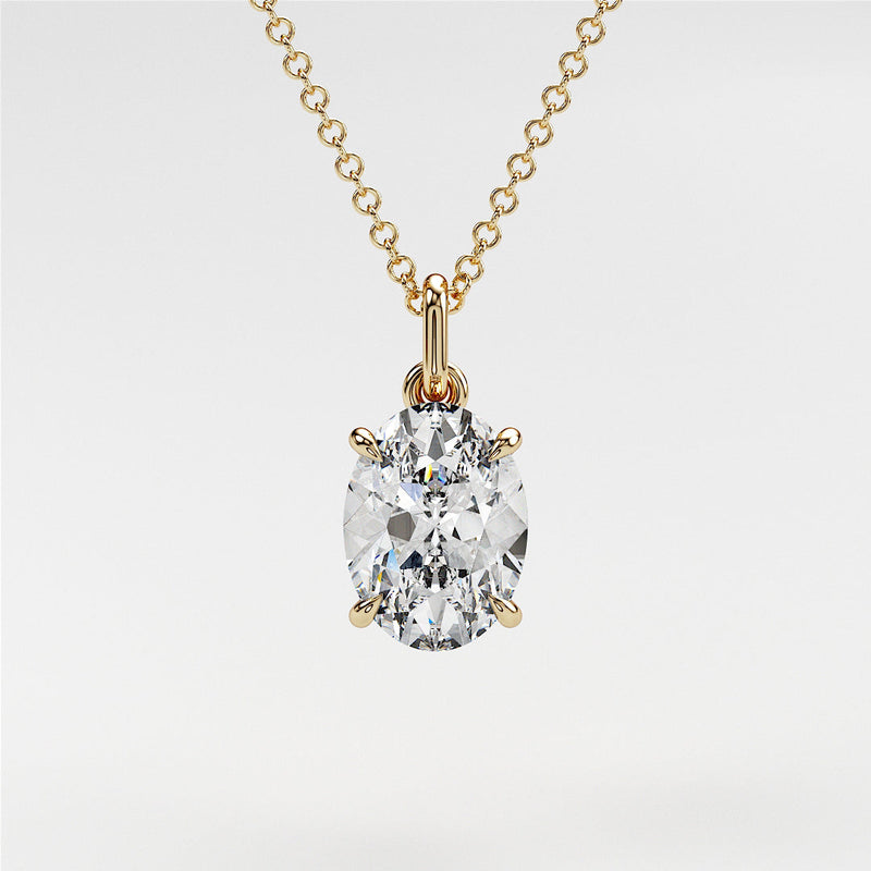 0.7 ctw Solitaire Oval Diamond Necklace for Women