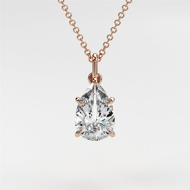 0.7 ctw Solitaire Pear Diamond Necklace for Women
