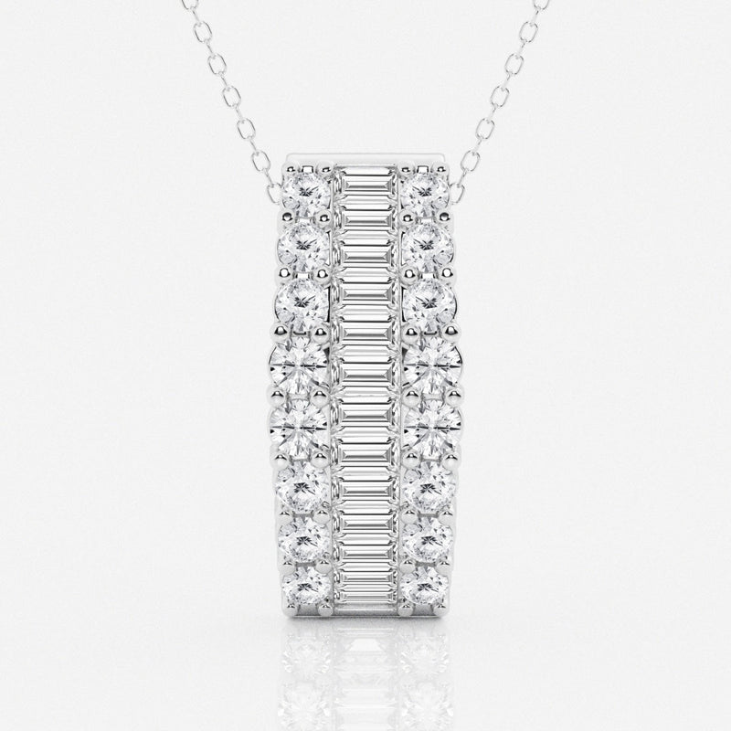 3.0 TCW Round & Baguette Moissanite Diamond Pendant Necklace