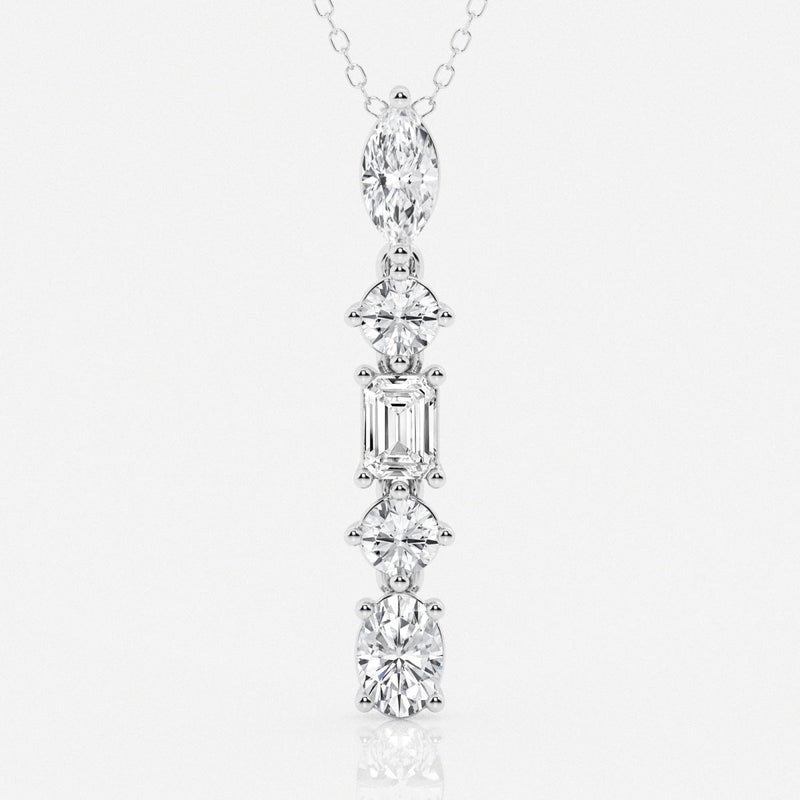 2.0 TCW Round, Marquise, Emerald & Oval Moissanite Diamond Multi Stone Necklace