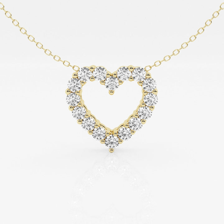 1.0 TCW Round Moissanite Diamond Heart Pendant Necklace