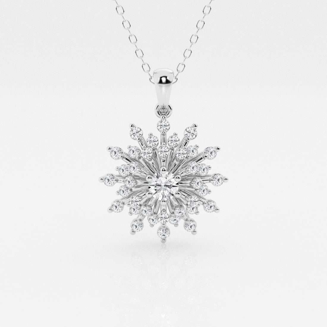 0.69 TCW Round Moissanite Diamond Sunbrust Pendant Necklace