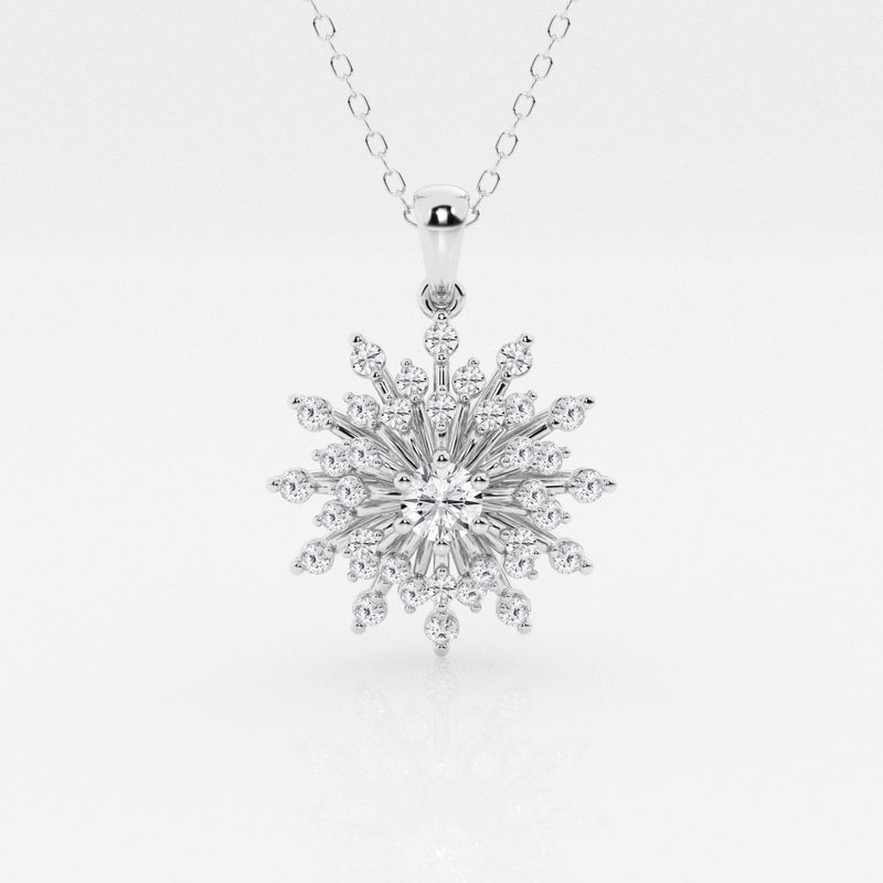 0.69 TCW Round Moissanite Diamond Sunbrust Pendant Necklace