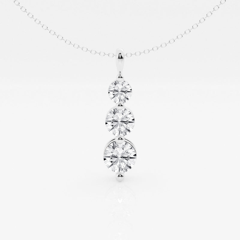 1.50 TCW Round Moissanite Diamond Three-Stone Drop Pendant Necklace