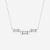 0.25 TCW Baguette Moissanite Diamond Three Stone Necklace