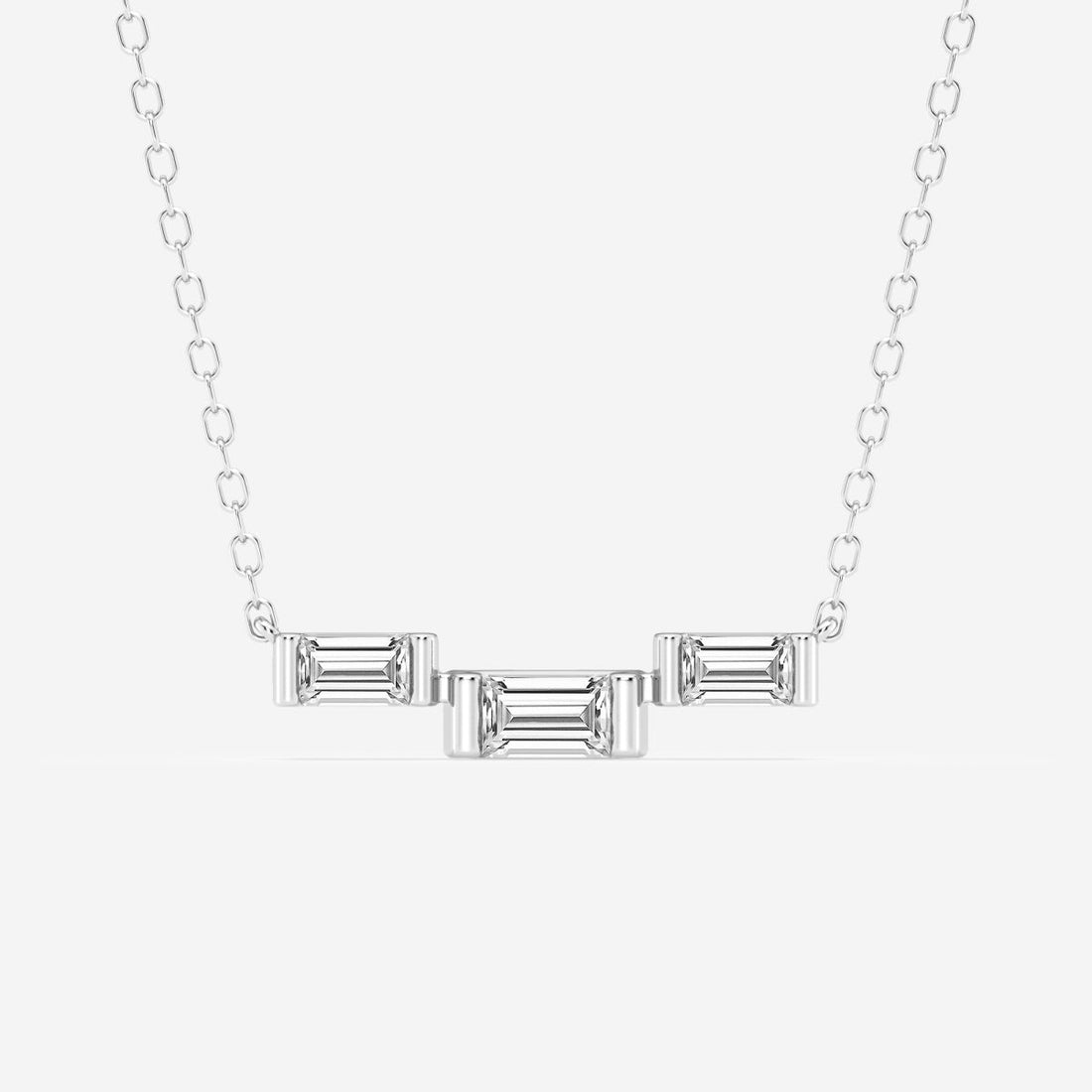 0.25 TCW Baguette Moissanite Diamond Three Stone Necklace