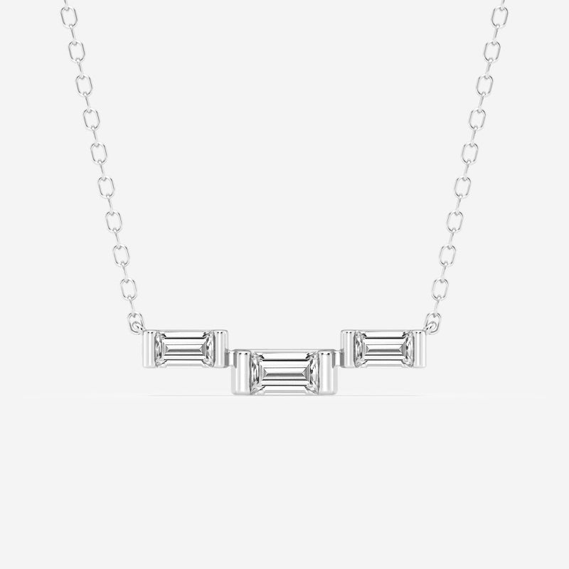 0.25 TCW Baguette Moissanite Diamond Three Stone Necklace