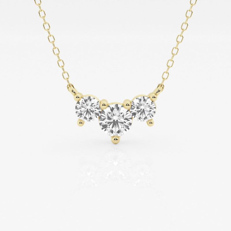 1.0 TCW Round Moissanite Diamond Three Stone Necklace