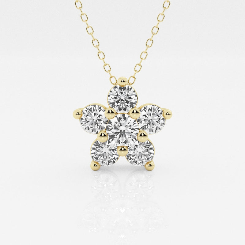 1.50 TCW Round Moissanite Diamond Flower Pendant Necklace