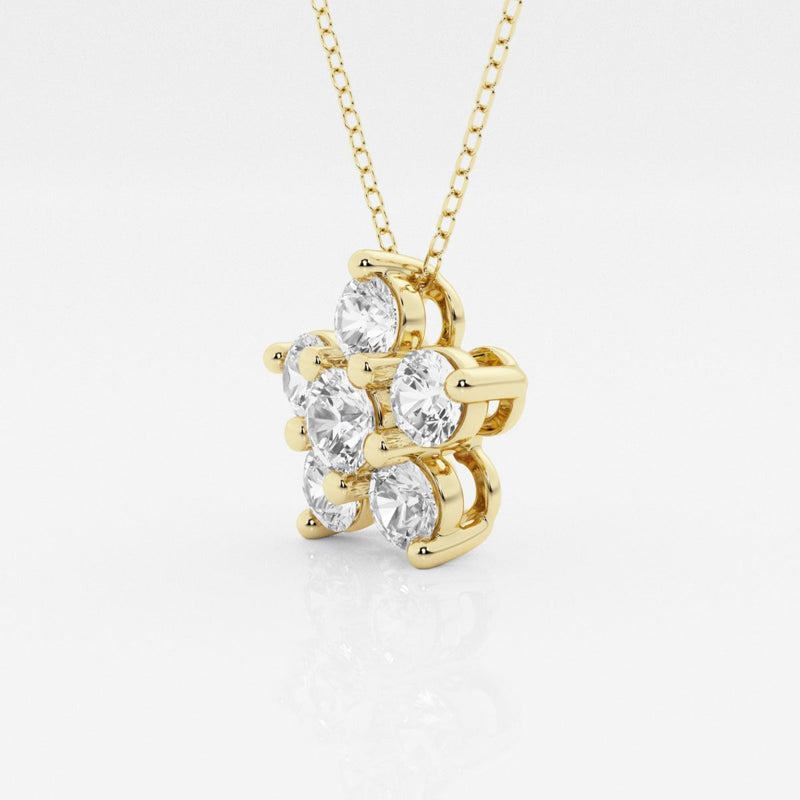 1.50 TCW Round Moissanite Diamond Flower Pendant Necklace