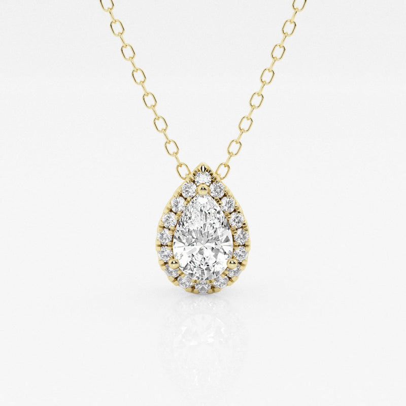 0.50 CT Pear Moissanite Diamond Halo Style Necklace