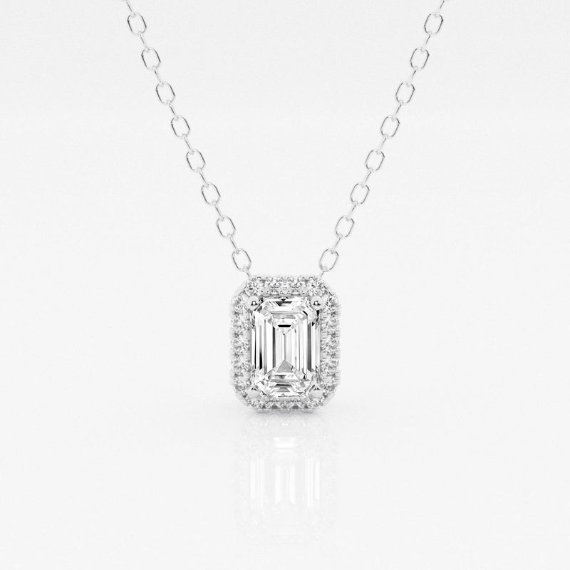 0.57 TCW Emerald Moissanite Diamond Halo Style Necklace