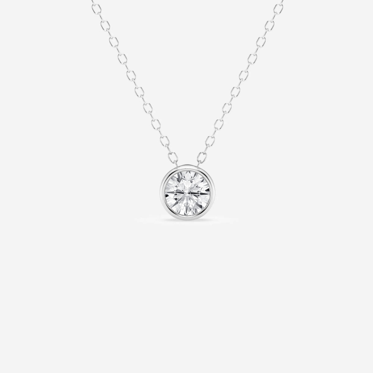 0.50 CT Round Moissanite Diamond Bezel Solitaire Necklace