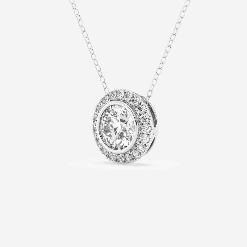 1.50 CT Round Moissanite Diamond Halo Style Necklace