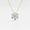 0.93 TCW Round & Pear Moissanite Diamond Flower Pandant Necklace