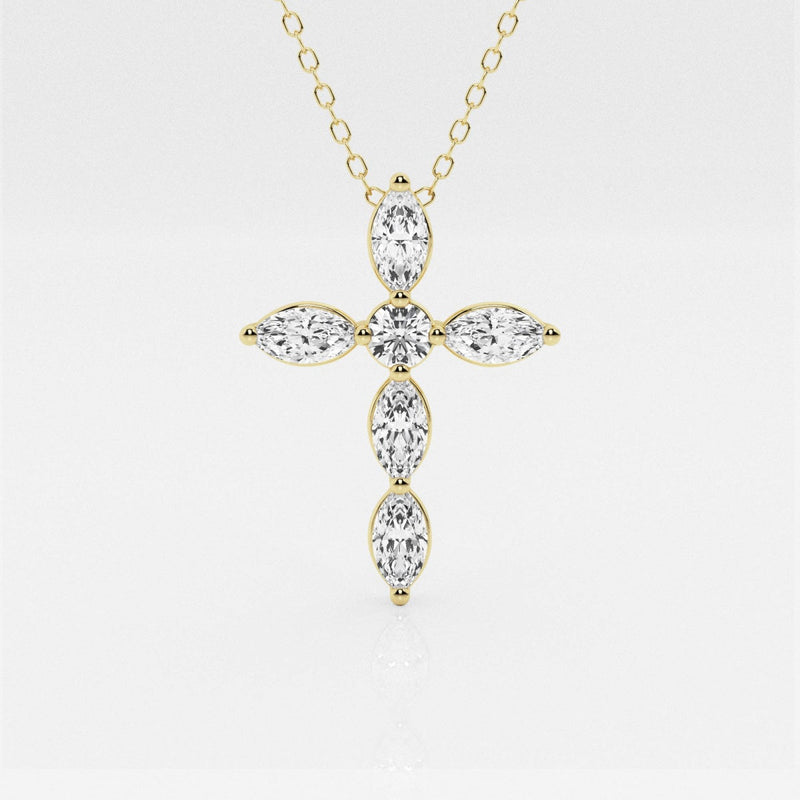 1.0 TCW Round & Marquise Moissanite Diamond Cross Necklace