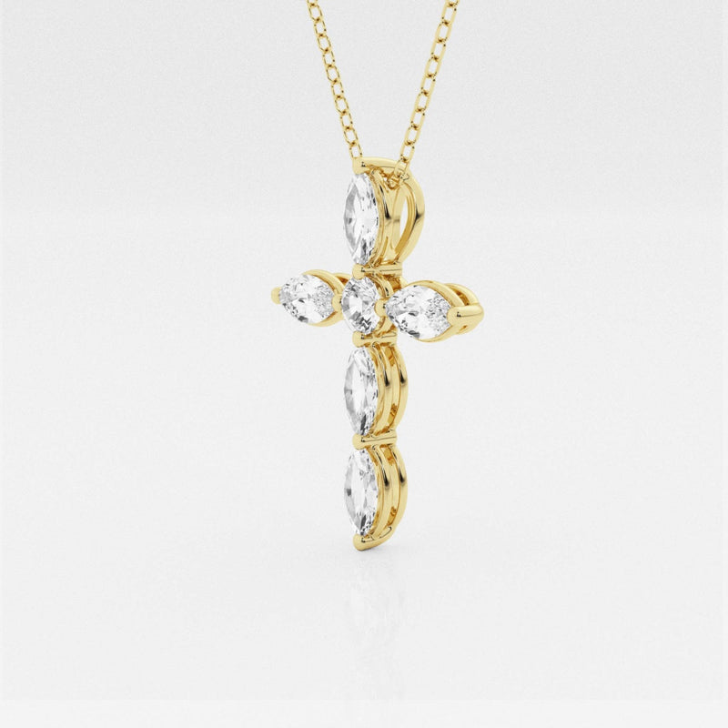 1.0 TCW Round & Marquise Moissanite Diamond Cross Necklace