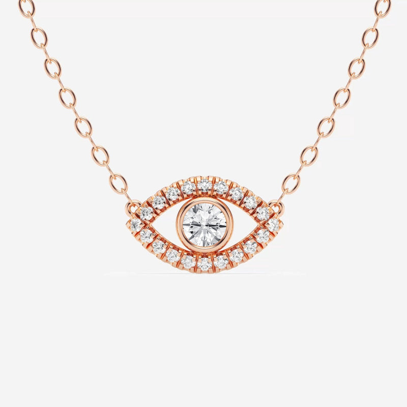 0.35 TCW Round Moissanite Diamond Evil Eye Necklace