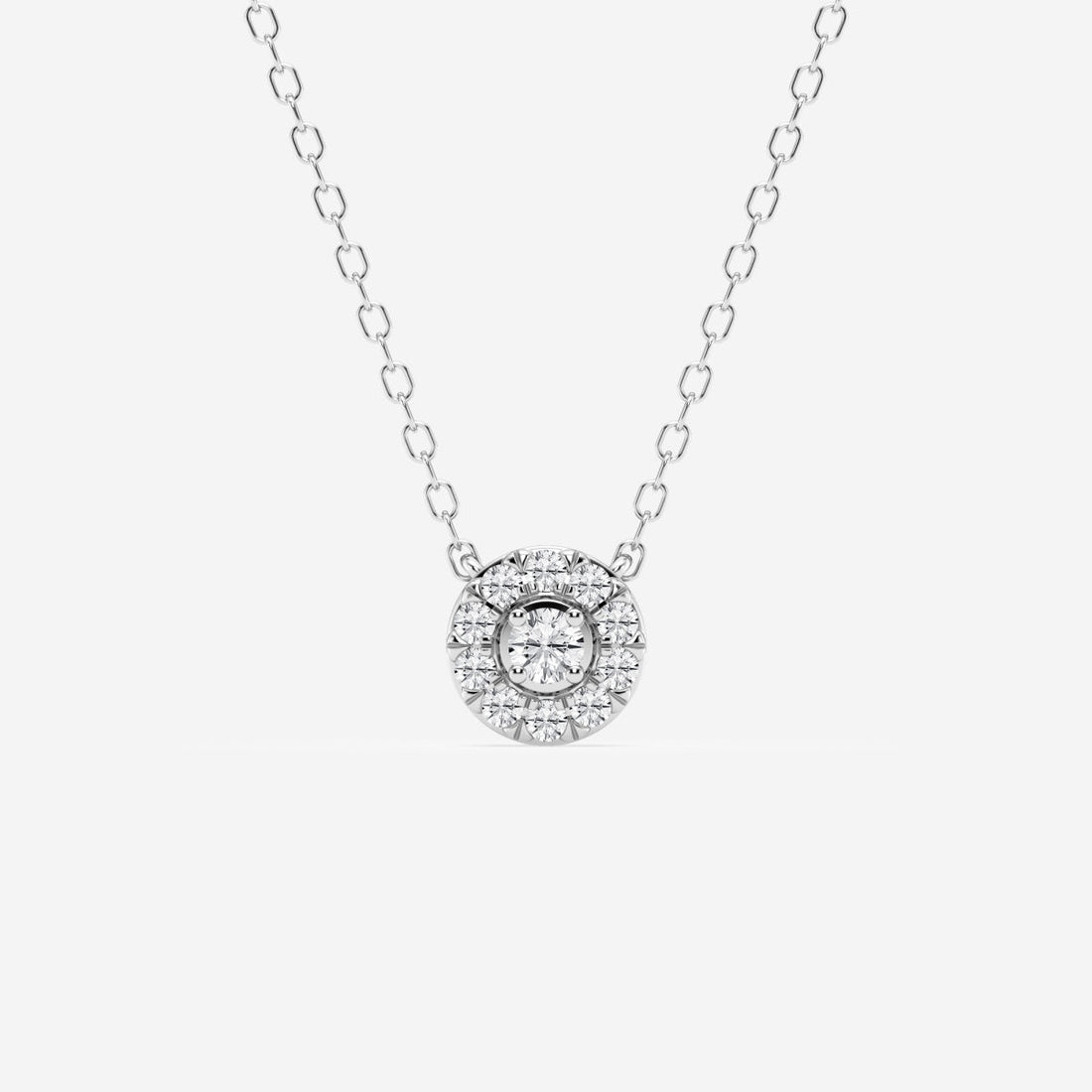 0.14 TCW Round Moissanite Diamond Halo Necklace