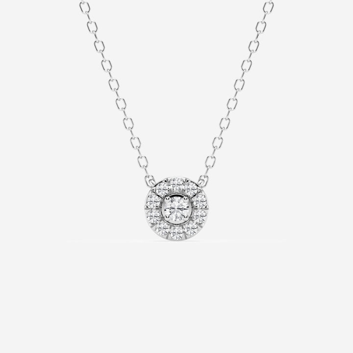0.14 TCW Round Moissanite Diamond Halo Necklace