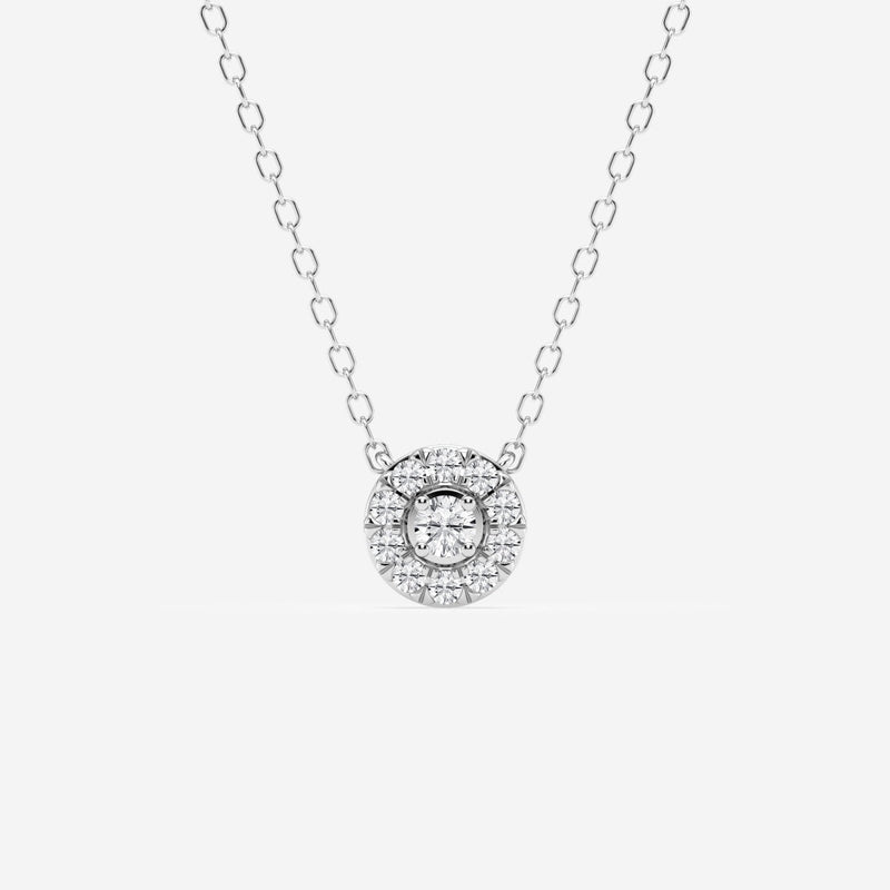 0.14 TCW Round Moissanite Diamond Halo Necklace