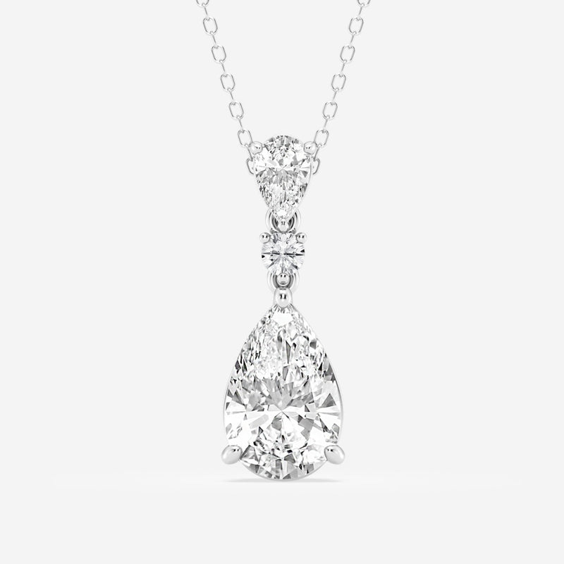 3.50 CT Pear Moissanite Diamond Three Stone Necklace