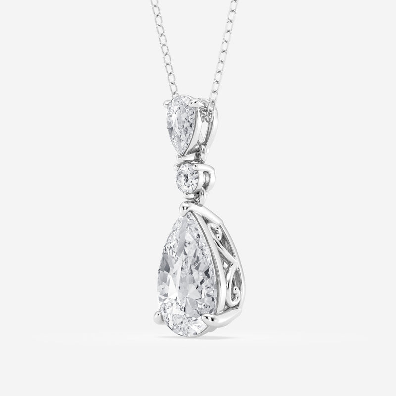 3.50 CT Pear Moissanite Diamond Three Stone Necklace