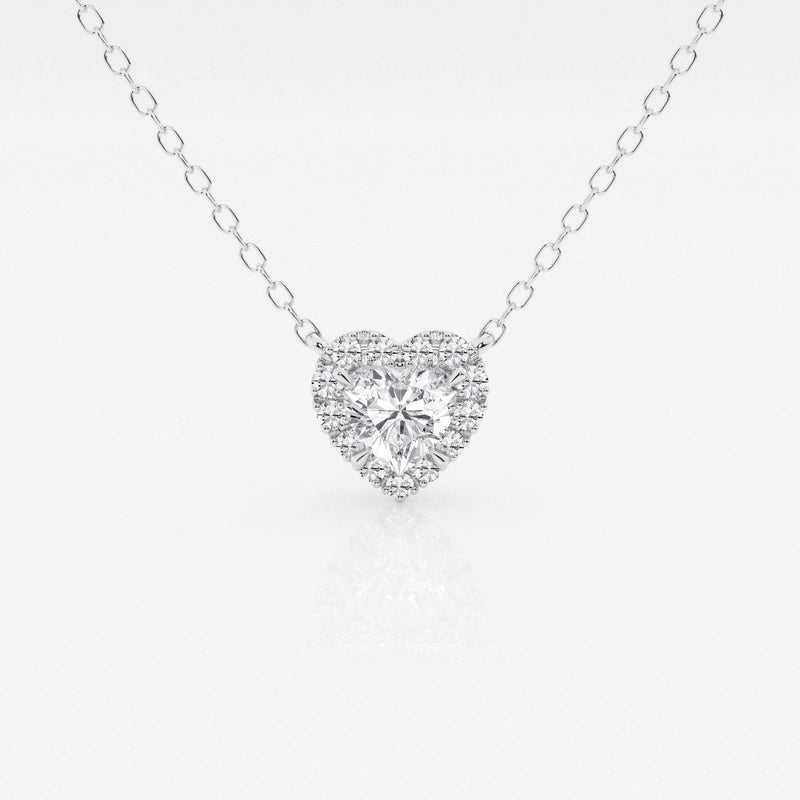 0.40 CT Heart Moissanite Diamond Halo Style Necklace