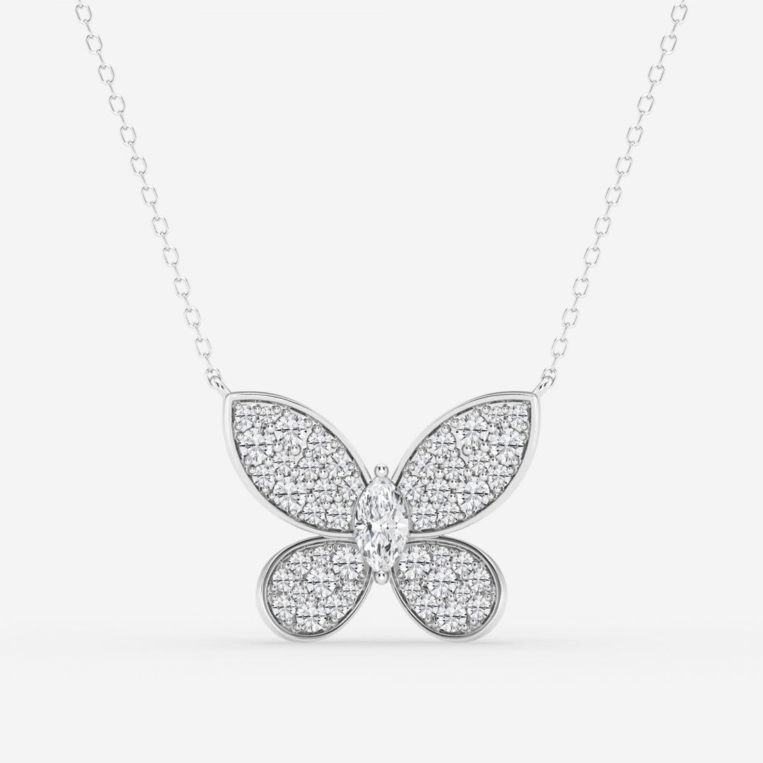 0.24 CT Marquise Moissanite Diamond Butterfly Pendant Necklace