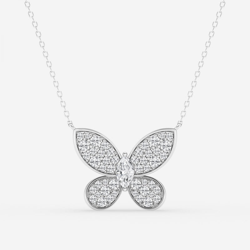 0.24 CT Marquise Moissanite Diamond Butterfly Pendant Necklace